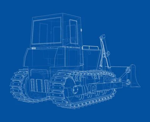 Earth mover, bulldozer. Vector rendering of 3d Stock Illustration