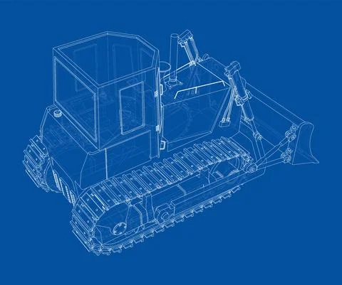 Earth mover, bulldozer. Vector rendering of 3d Stock Illustration