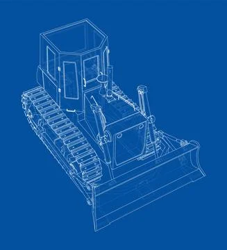 Earth mover, bulldozer. Vector rendering of 3d Stock Illustration