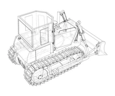 Earth mover, bulldozer. Vector rendering of 3d Stock Illustration