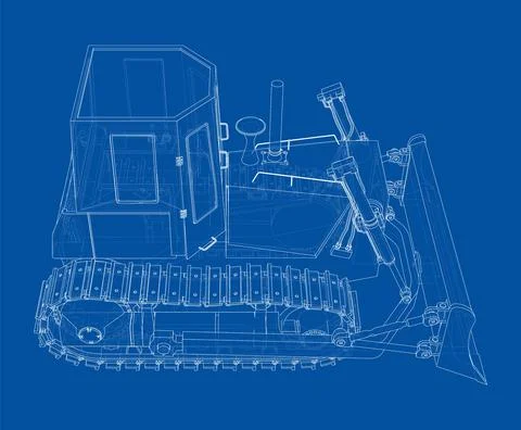 Earth mover, bulldozer. Vector rendering of 3d Stock Illustration