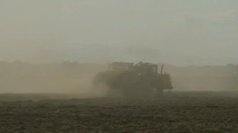 Earth mover in a dust cloud Stock Footage 370937