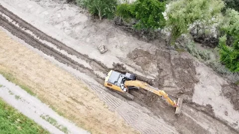 Earth moving excavator Stock Footage 132394851