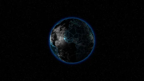 Earth with neon borders in space Stock Footage 128228482