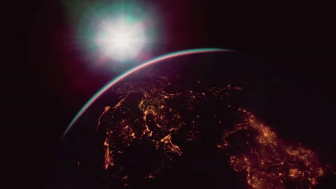 Earth at night with city lights. Elements of this image furnished by NASA Stock Footage 233058316