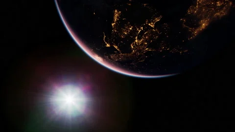 Earth at night with city lights. Elements of this image furnished by NASA Stock Footage 238001857