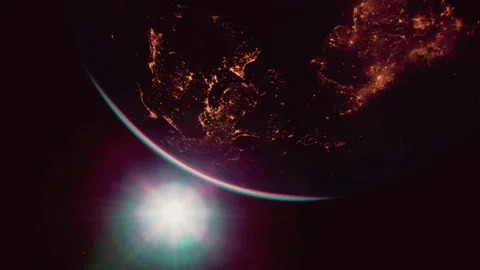 Earth at night with city lights. Elements of this image furnished by NASA Stock Footage 241177291