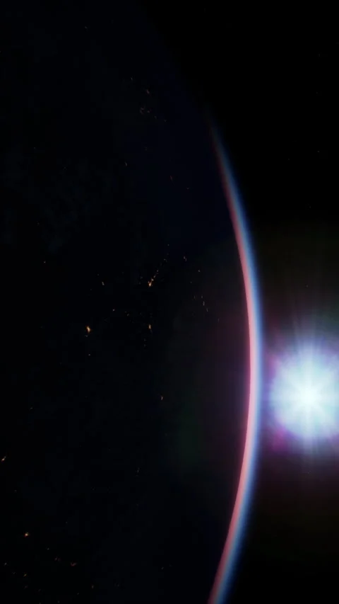 Earth at night with city lights. Elements furnished by NASA, vertical Stock Footage 311979667
