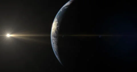 Earth Night to Day Eclipse Reveal in Space Isolated on Black Empty Vídeo Stock 143263726