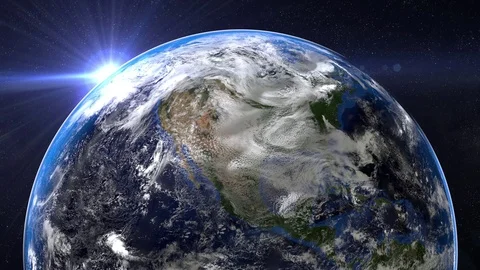 Earth From Night To Day. Sunrise and sunset Over The Earth. Cities At Night Stock Footage