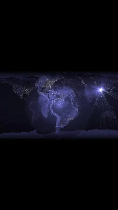 Earth at Night with Light Rays from Space globe lights vertical mobile vide.. Stock Footage 344731603