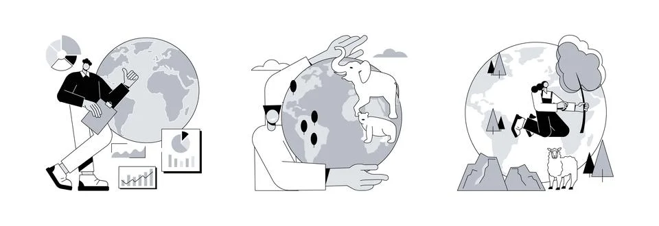 Earth observation abstract concept vector illustrations. Stockillustratie