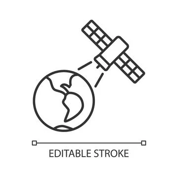 Earth observation process linear icon Stock Illustration