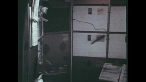 EARTH ORBIT - 1973: Panel hardware — Skylab 3 immunology work panel Stock Footage 348025314