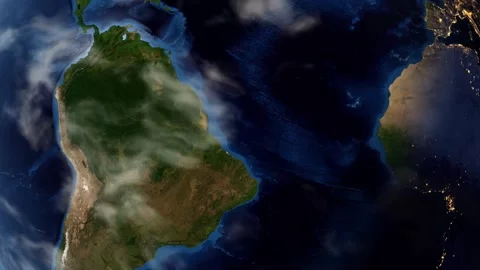 Earth Orbit Zoom to Callao Peru Satellite Map Pin Stock Footage 346805879