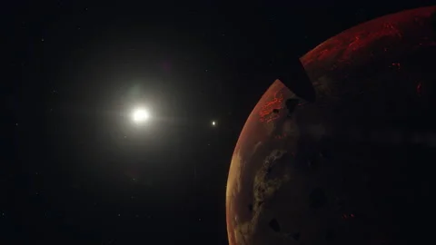 Earth with orbiting asteroids and dead planet. End of the world concept. Stock Footage 167984102