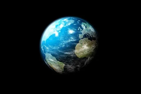 Earth in the outer space. Planet earth from space on a dark background. Isola Stock Illustration