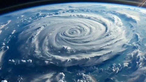 Earth outer space view of hurricane Stock Footage 285956523