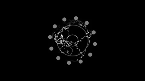 Earth Outline Rotating with GPS Tracking Waves – Dynamic Animation Stock Footage 282577235