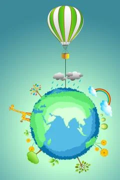 Earth with parachute イラスト素材