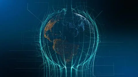 Earth particle technology concept. 3D rendering Stock Illustration