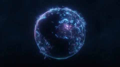 Earth Particles Animation 4kDigital Glowing Earth Particle Animation, Rotating Stock Footage 325653162