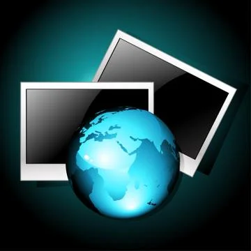 Earth with photo frames Illustrazione stock