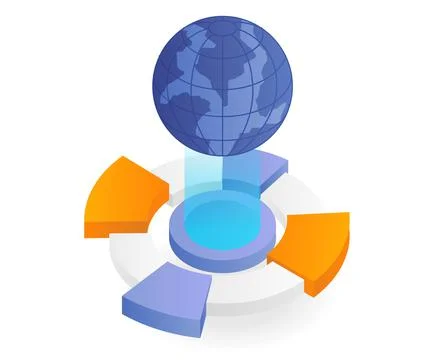 Earth with pie chart infographic Stock Illustration
