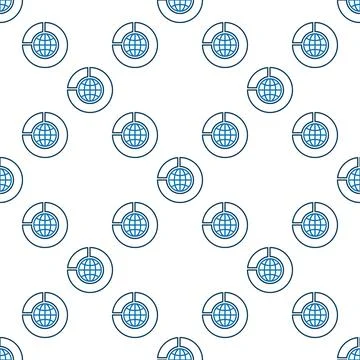 Earth in Pie Chart vector linear seamless pattern Illustrazione stock