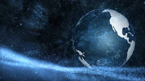 Earth planet and binary digital cyberspace Stock Footage 226807834