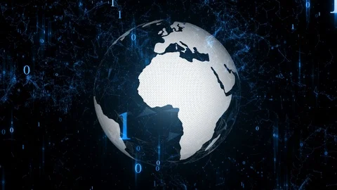 Earth planet and cyberspace binary data animation 動画素材 127397981