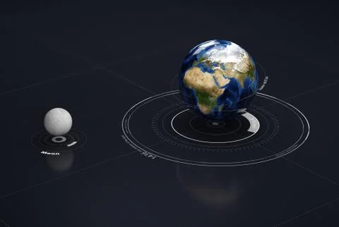 Earth - planet and moon. This image elements furnished by NASA, 3d Illustrati Stock Illustration
