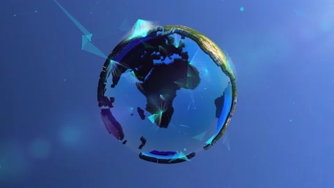 Earth planet assembling from toy bricks then exploding and scattering to huge Stock Footage 213500553