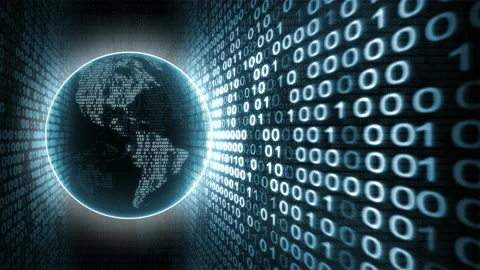 Earth Planet with Binary Code Blue Background. Loop Animation Stock Footage 150609706