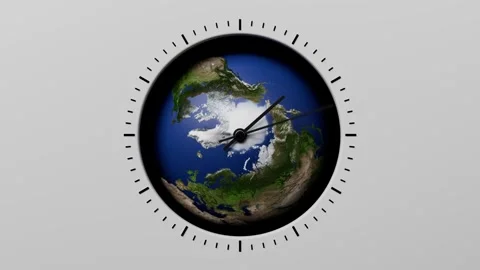 Earth planet clock animation concept global time, climate change awareness Stock Footage 335030918