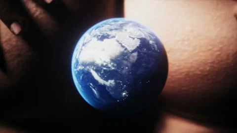 The earth planet flies in the ass. Outer space. Funny apocalypse concept Video stock 201568370