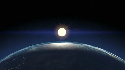 Earth planet flight in space and sunrise Stock Footage 201284569