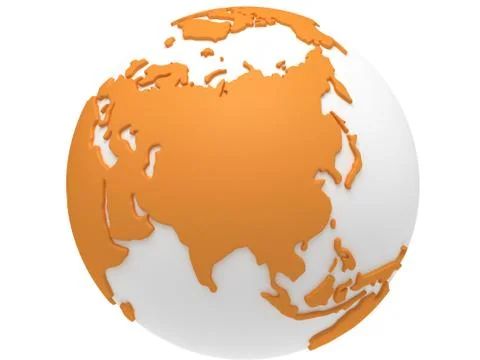 Earth planet globe. 3D render. Russia view. Stock Illustration