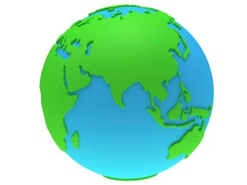 Earth planet globe. 3D render. India view. Stock Illustration