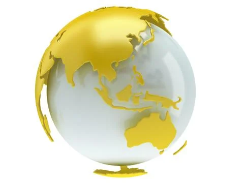 Earth planet globe. 3D render. China view. Stock Illustration