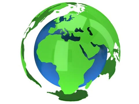 Earth planet globe. 3D render. Africa view. Illustrazione stock