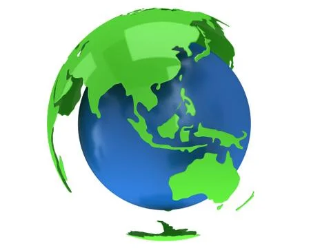 Earth planet globe. 3D render. China view. Stock Illustration