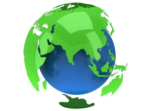 Earth planet globe. 3D render. India view. Illustrazione stock