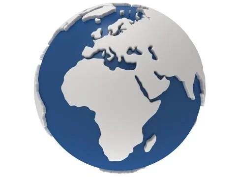 Earth planet globe. 3D render. Africa view. Illustrazione stock