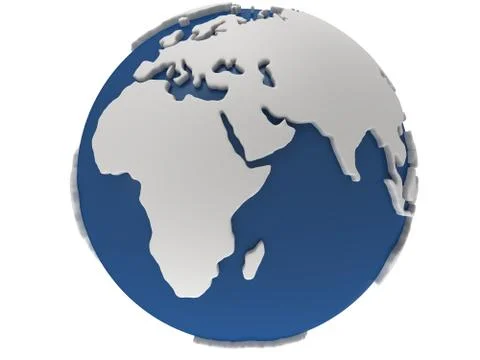 Earth planet globe. 3D render. Africa view. Illustrazione stock
