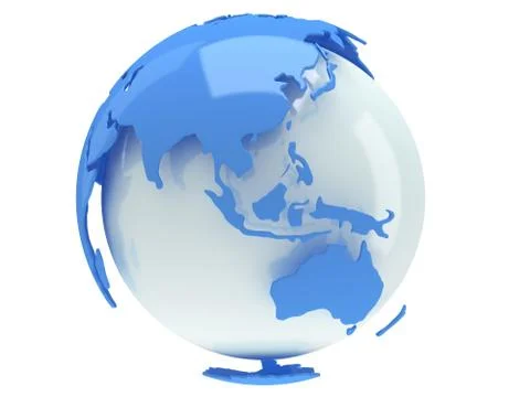 Earth planet globe. 3D render. China view. Stock Illustration