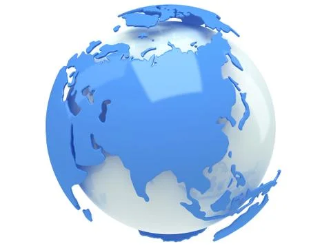 Earth planet globe. 3D render. Russia view. Stock Illustration