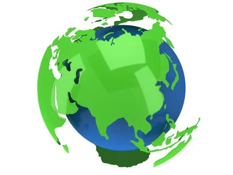 Earth planet globe. 3D render. Russia view. Stock Illustration