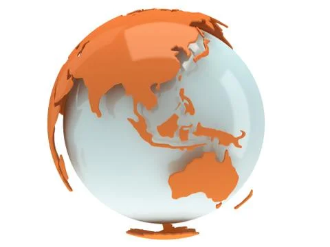 Earth planet globe. 3D render. China view. Illustrazione stock