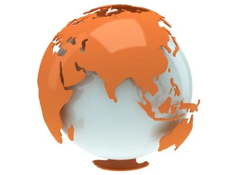 Earth planet globe. 3D render. India view. Stock Illustration